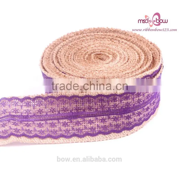 Wholesale Natural White Lace Trim Tape Jute Burlap Ribbon photo-2
