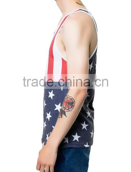 Newest Design Custom Logo Printed Gym Mens Stringer Tank Top photo-3