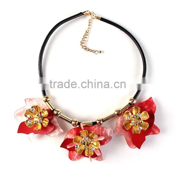 2016 New Design Arcylic Flowers Pendant Necklace for Girls Accessories photo-3