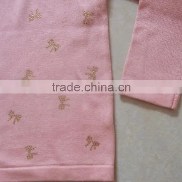 Fine-knit Kids Pullover Sweater in 100% Cotton With Sequined Appliques(BKN5323) photo-3