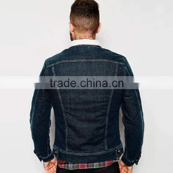 Winter Fashion Warm Black Denim Jacket Men With Fur photo-2