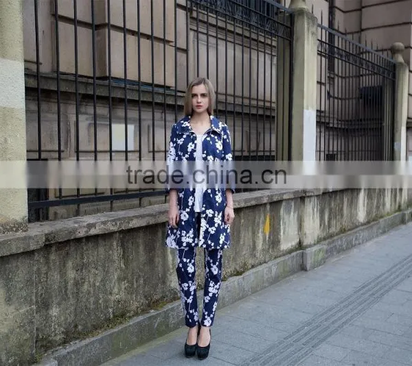 Ladies's Casual Suit Print Suit for Young Lady Fashion Jacket and Pant