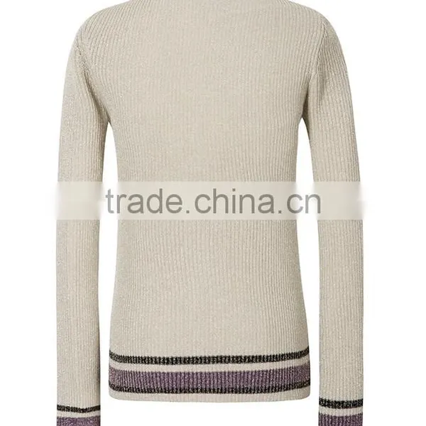 2017 Womens Round Neck Tight Fitted Knit Pullover Distressed Sweater Design With Lowest Price photo-4