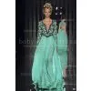 2013 Designer Summer Sage Prom Dresses Chiffon V Neck Long Sleeves Beaded Runway Pageant Evening Gowns