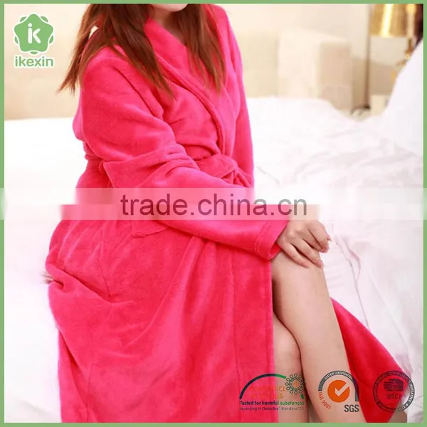 Elegant Homewear Fleece Sexy Lady Bathrobe With Many Colors photo-3