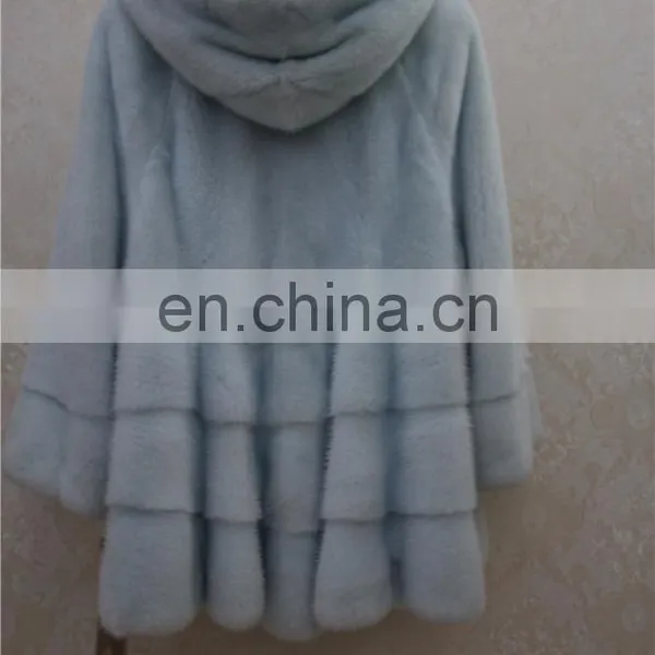China Supplier Imported Mink Fur Jacket Blue Women Genuine Mink Fur Coat For Winter photo-5