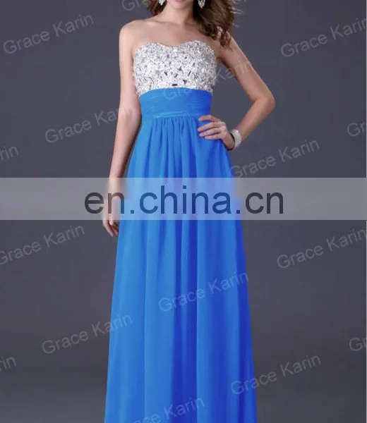 Grace Karin Strapless Flowy Long Evening Dress Patterns Made in China CL3424-1# photo-4