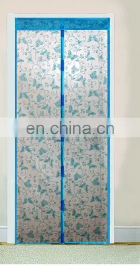 Plastic Button Design of Flocking Magnetic Door Screen For Home Decoration photo-3
