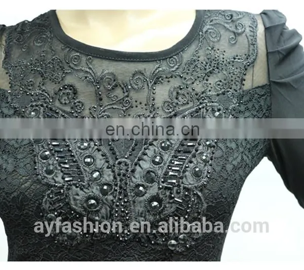 In Stock Item Lace Decoration 100% Polyester T-shirt Woman Shirt photo-4