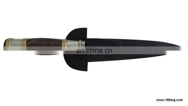 KNIFE IN WOODEN DETAILS AND NICKEL SILVER, SHEATH LEATHER. 14CM SCHMIEDEN