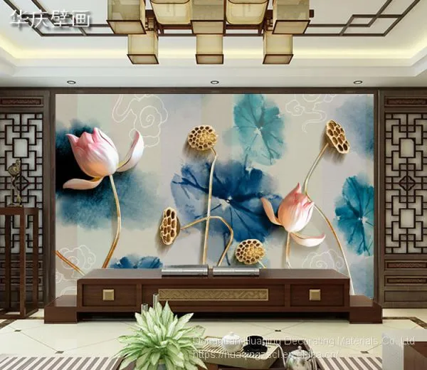 3D TV background wall large murals living room sofa background wall non-woven wallpaper 8D sofa wall cloth