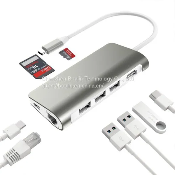 BL-U603 TYPE-C TO USB3.0x3+HDMI+RJ45+PD+SD/TF HUB 8 in 1 photo-4