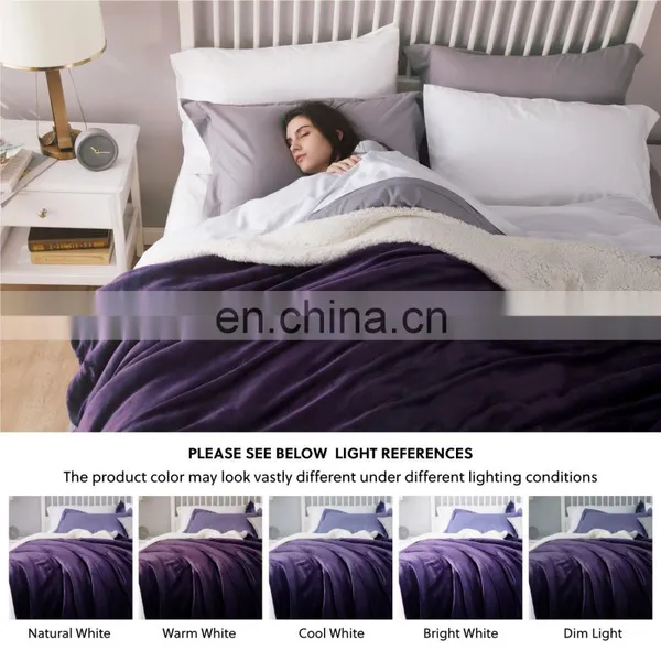 Security Outdoor Lightweight Fluffy Design Violet Sherpa Blanket For Summer photo-3