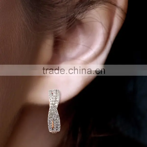 14K Rose Gold Earring With Diamonds photo-2