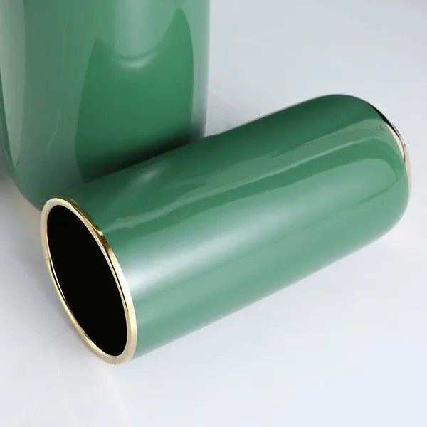 Natural Fresh Green And Gold Electroplate Beatiful Shape Ceramic Flower Vase For Display Case photo-3