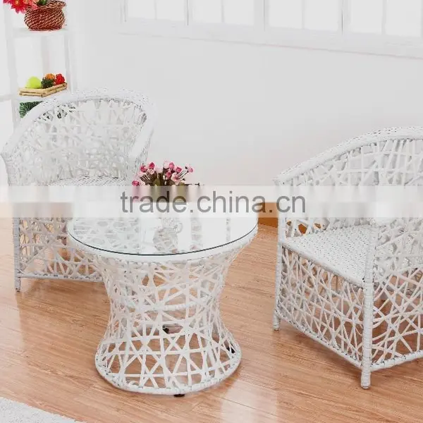 Modern Rattan Garden Furniture, White Outdoor Rattan Furniture With 2 Armchairs, Cheap Wicker Patio Sofa PRT14806 photo-2