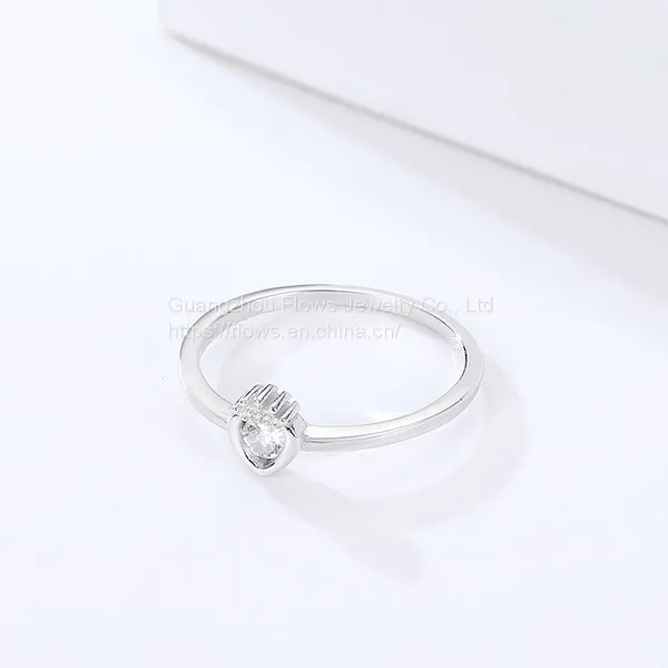 S925 Silver Ring Female Simple Small Fresh Crown Ring Ins Style Diamond Ring photo-3