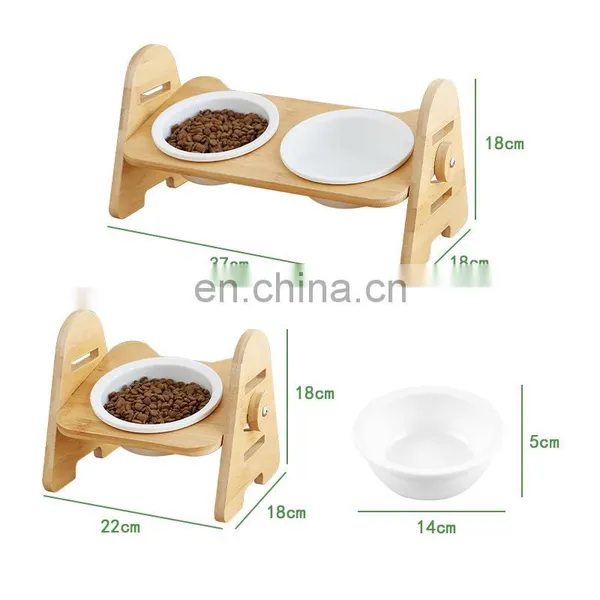 Reasonable Price Pet Bowls Stainless Steel Stylish Multifunction Dog Cat Food Feeder Bowls Bamboo Elevated Custom Logo photo-4