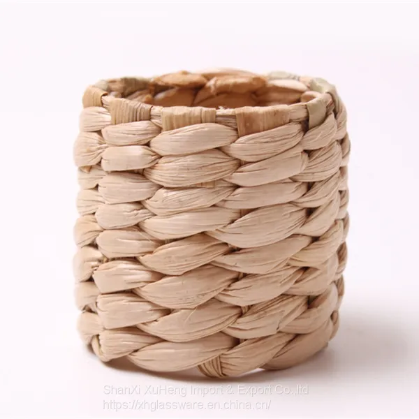 Hand Woven Crafts Natural Water Hyacinth Napkin Rings for Banquet Rustic Wedding photo-3