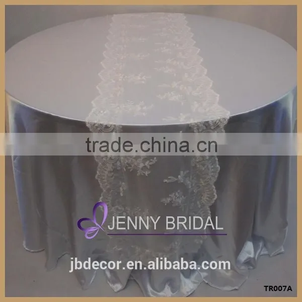 TR007B Round Rectangle Tables Decor 100% Lace Hand Embroidered Table Runner photo-2