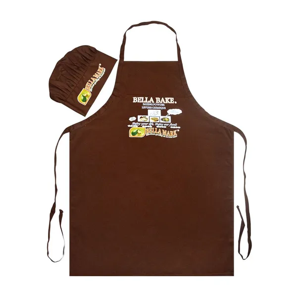 Canvas Apron Chef Hat Set Food Print Adjustable Neck Strap Kitchen Cooking Baking Wear photo-4
