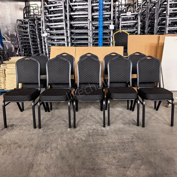 Hot Sale Export Black Frame Crown Chair, Heavy-duty Upholstered Chair for Church, Banquet & Auditorium
