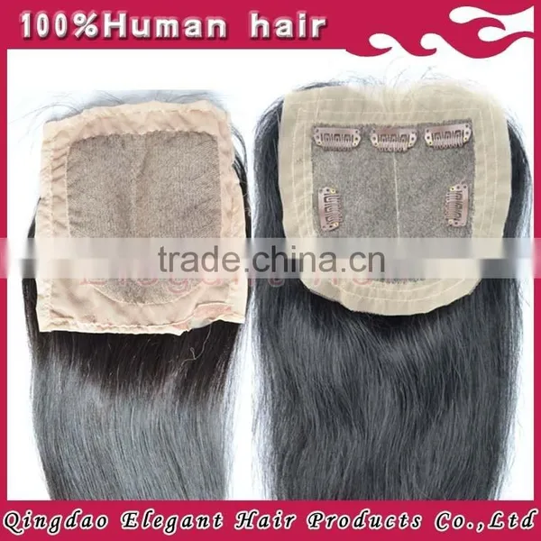 Unprocessed Indian Remy Hair Silky Straight Middle Parting Silk Base Closure photo-3
