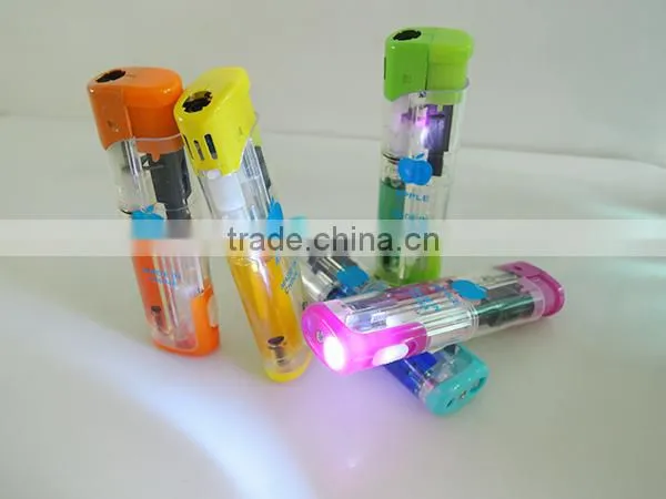 Mini Size Torch Lighter Transparent Windproof Electronic Gas Lighter With Led Light photo-2