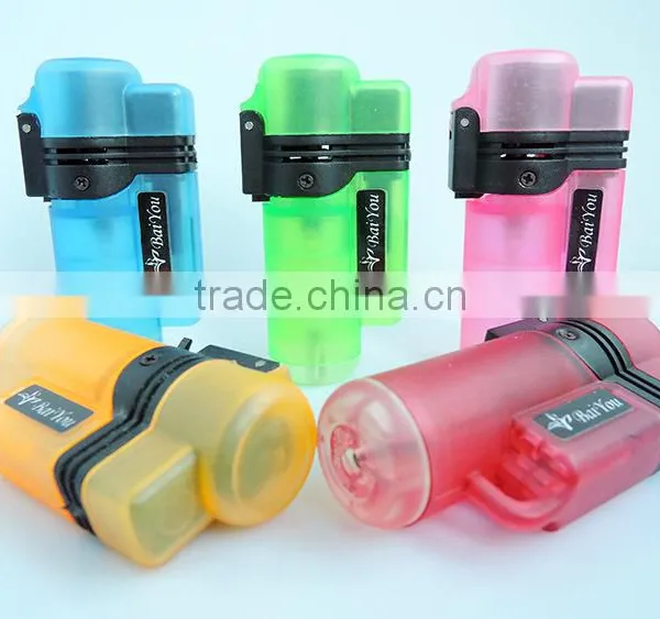 Translucent Refillable Gas Jet Lighter Torch Lighter Blue Flame photo-2