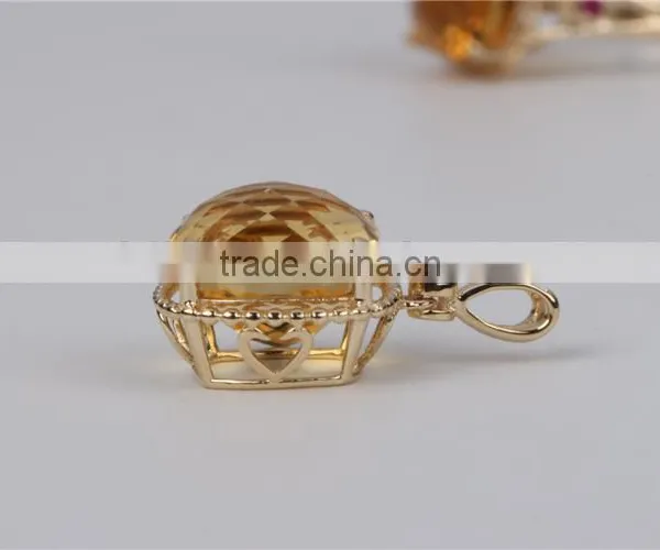 Pendant With Fashion Design 10 K Yellow Gold Different Types of Crystal Pendant Chains Jewelry photo-3