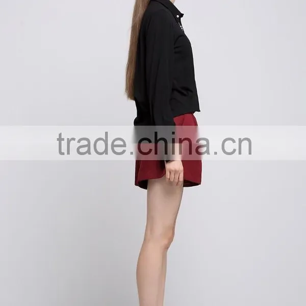 Fashion Black Long Sleeve Blouse Simple Design photo-3