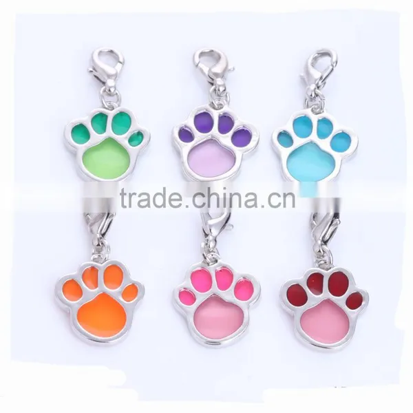 Custom Made Dog Accessories Transparent Enamel Dog Paw Print Charms