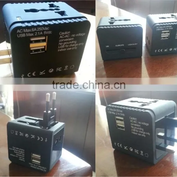 Worldwide Portable Universal Travel Adapter With USB Output 5VDC2.1A photo-3