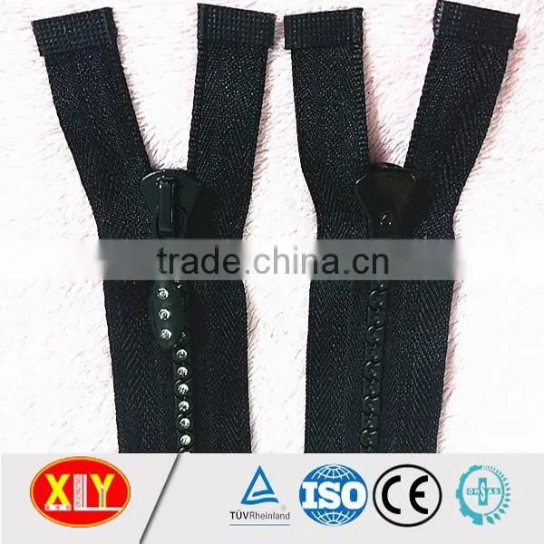 High Quality Custom Pull Plastic Diamond Zipper , Rhinestone Zipper photo-6
