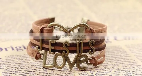 >>New Arrival Christian Infinity LOVE Jesus Leather Bracelet/ photo-2