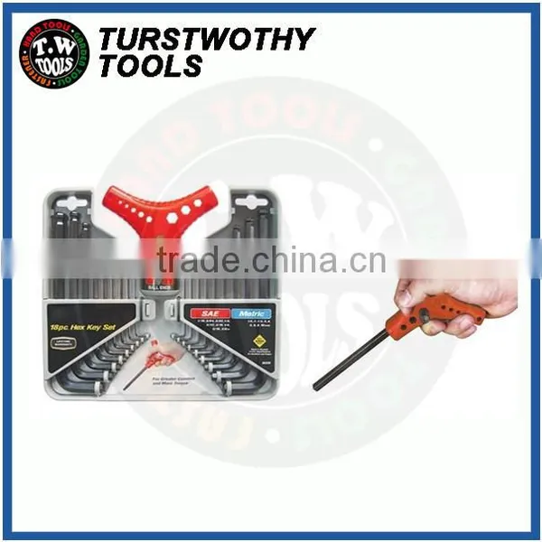18PCS in 1 t Handle Interchangeable S2 Metric SAE Size Hex Key Wrench Set photo-2