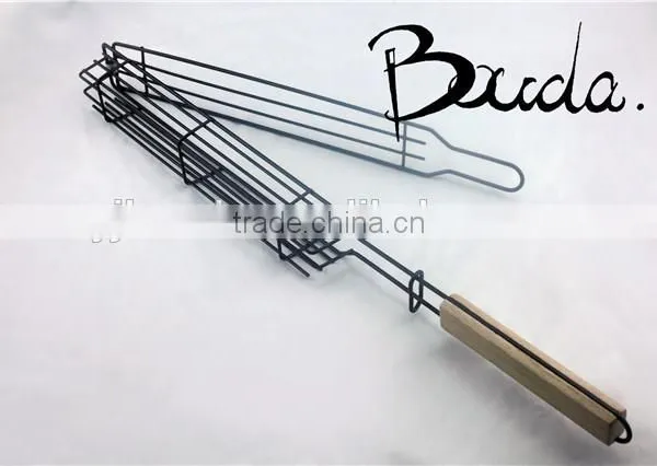Stainless Steel Barebecue Bbq Grill Net With Wooden Handle BD-B8112 photo-2