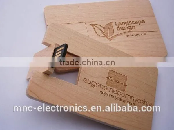 ECO Friendly Wooden Material Personalized Laser Engraving Logo 16GB Credit Card Usb Flash Pen Drives photo-5