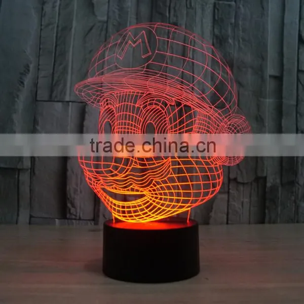 Novelty Super Mario Shape 3D Illusion Led Night Light Cartoon Atmosphere Switch ABS Led Bulbs Lamb With 7 Color Light photo-5