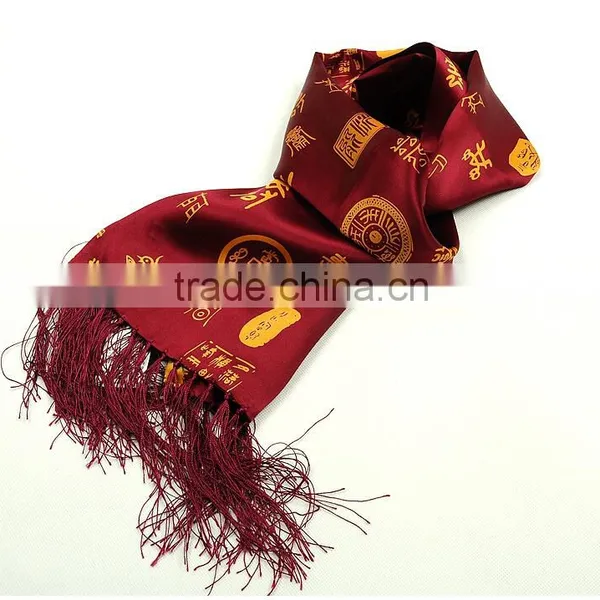 Luxury 100% Silk Long Men Scarves Customize Any Design Mens Scarf photo-4
