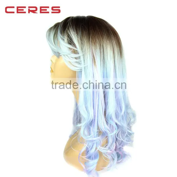 Cheap Raw Two Tone Color Synthetic and Human Hair Mix Lace Front Wig photo-4