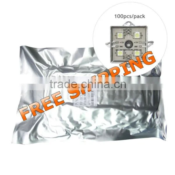 1Pack(100pcs)35mm*35mm Waterproof LED Module(SMD 5050,4LEDs,metal shell,white light)