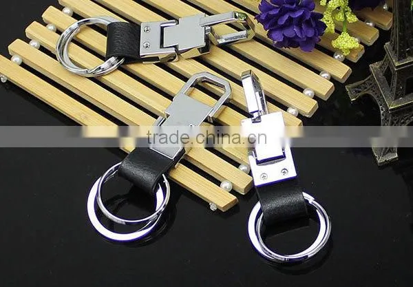 Car Leather Keychain /cheap Car Leather Keychain With Double Ring photo-4