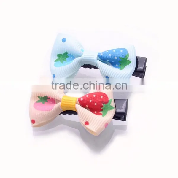 YIWU Wholesale Kids Baby Girls Boutique Small Grosgrain Ribbon Colorful Dot Hair Bow Clips/ photo-2