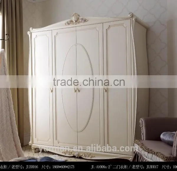 New Classical Luxury Rococo European French Wooden Bedroom Furniture Set Bed Bedside Table Wardrobe Dressing Table Bench photo-4