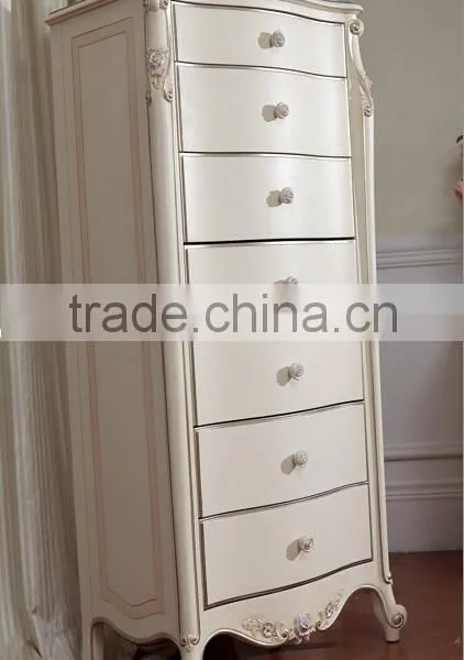 Royal European French Furniture Antique White Bedroom Sets Bed Bedside Table Wardrobe Dressing Table Bench Commode Chair photo-5