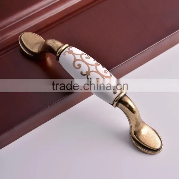 Export Europe Oriental Classical Fancy Zamak Ceramic Furniture Cabinet Kitchen Pull Handles Home Decorative Classical Knob photo-2