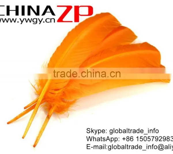 CHINAZP Wonderful Quality Natural Feather Dyed Light Orange Solid Color Turkey Feathers photo-2