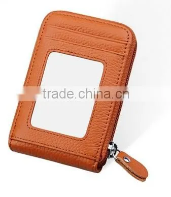 WCA Audited Factory Offers High Quality Leather Card Wallet With PVC Window ( W211) photo-2