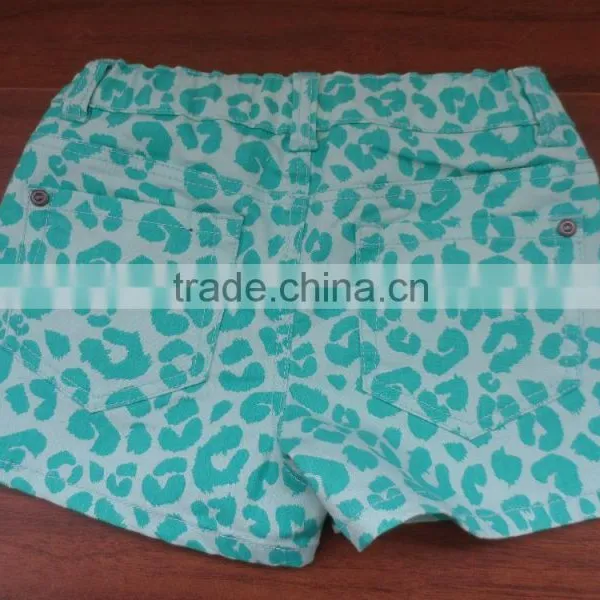 Womens Cotton Spandex Twill Green Printing Ultra Stretch Fitted Low Rise Moleton Denim Booty Shorts photo-2